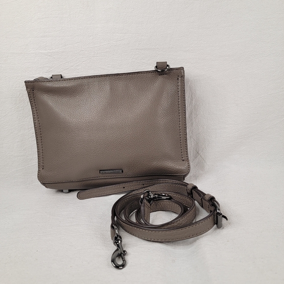Rebecca Minkoff Avery Crossbody Bag Taupe Leather Gunmetal Hardware - Picture 3 of 16